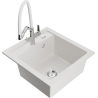 Mexen Vito granite kitchen sink 1-bowl with Duo kitchen faucet, white - 6503-20-671701-02