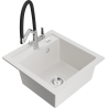 Mexen Vito 1-chamber granite sink with Duo kitchen faucet, white - 6503-20-671701-07