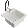 Mexen Vito granite sink 1-bowl with Duo kitchen faucet, white - 6503-20-671701-07