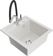 Mexen Vito 1-chamber granite sink with Duo kitchen faucet, white - 6503-20-671701-07