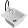 Mexen Vito 1-bowl granite sink with Duo kitchen faucet, white - 6503-20-671701-07-B