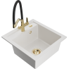 Mexen Vito granite kitchen sink 1-bowl with Duo kitchen faucet, white - 6503-20-671701-57-G