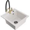 Mexen Vito 1-bowl granite sink with Duo kitchen faucet, white - 6503-20-671701-57-B