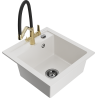 Mexen Vito 1-bowl granite sink with kitchen faucet Duo, white - 6503-20-671701-57-B