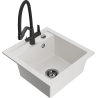 Mexen Vito 1-bowl granite kitchen sink with Duo kitchen faucet, white - 6503-20-671701-70-B