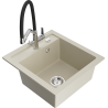 Mexen Vito granite 1-bowl kitchen sink with Duo kitchen faucet, beige - 6503-69-671701-07