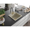 Mexen Vito 1-bowl granite sink with Duo kitchen faucet, beige - 6503-69-671701-57-G