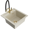 Mexen Vito granite sink 1-bowl with Duo kitchen faucet, beige - 6503-69-671701-57-G