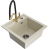 Mexen Vito 1-compartment granite sink with a kitchen mixer tap Duo, Beige - 6503-69-671701-57-B