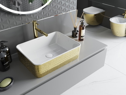 Mexen Catia countertop washbasin 48 x 37 cm, white/gold scales pattern - 21314808