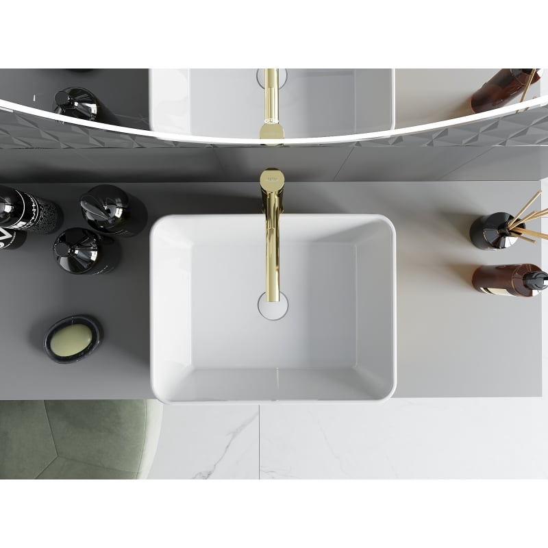 Mexen Catia countertop sink 48 x 38 cm, white/gold scale pattern - 21314808