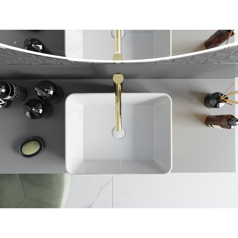Mexen Catia countertop washbasin 48 x 38 cm, white/gold scale pattern - 21314808
