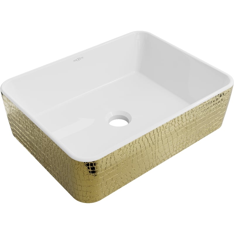 Mexen Catia countertop sink 48 x 38 cm, white/gold scale pattern - 21314808