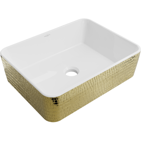 Mexen Catia countertop sink 48 x 38 cm, white/gold scale pattern - 21314808