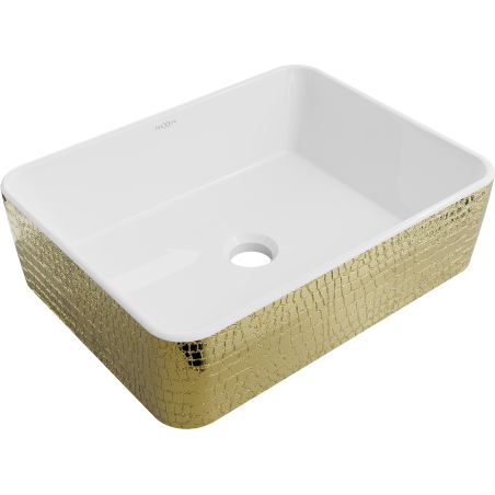 Mexen Catia countertop washbasin 48 x 37 cm, white/gold scales pattern - 21314808