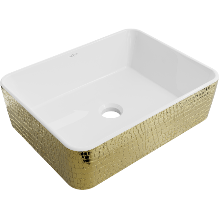 Mexen Catia countertop washbasin 48 x 38 cm, white/gold scale pattern - 21314808