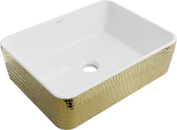 Mexen Catia countertop sink 48 x 38 cm, white/gold scale pattern - 21314808