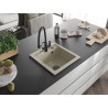 Mexen Vito 1-Bowl Granite Sink with Duo Kitchen Faucet, Beige - 6503-69-671701-70-B