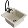 Mexen Vito 1-Bowl Granite Sink with Duo Kitchen Faucet, Beige - 6503-69-671701-70-B