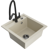 Mexen Vito 1-bowl granite sink with Duo kitchen tap, beige - 6503-69-671701-70-B