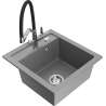 Mexen Vito 1-bowl granite kitchen sink with Duo faucet, gray - 6503-71-671701-07