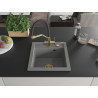 Mexen Vito granite kitchen sink 1-bowl with Duo kitchen faucet, gray - 6503-71-671701-57-G