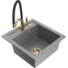 Mexen Vito granite kitchen sink 1-bowl with Duo kitchen faucet, gray - 6503-71-671701-57-G