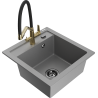 Mexen Vito 1-bowl granite sink with Duo kitchen faucet, gray - 6503-71-671701-57-B