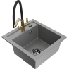 Mexen Vito single-bowl granite sink with Duo kitchen faucet, gray - 6503-71-671701-57-B