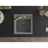 Mexen Vito single-bowl granite sink with Duo kitchen faucet, gray - 6503-71-671701-57-B