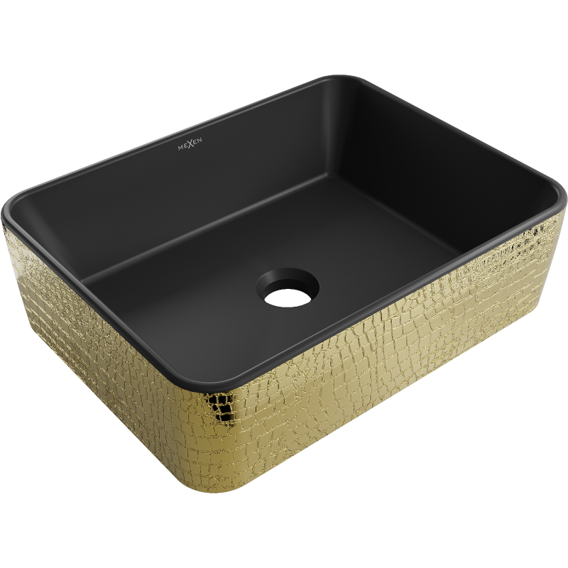 Mexen Catia countertop washbasin 48 x 37 cm, black matt/gold scales pattern - 21314878