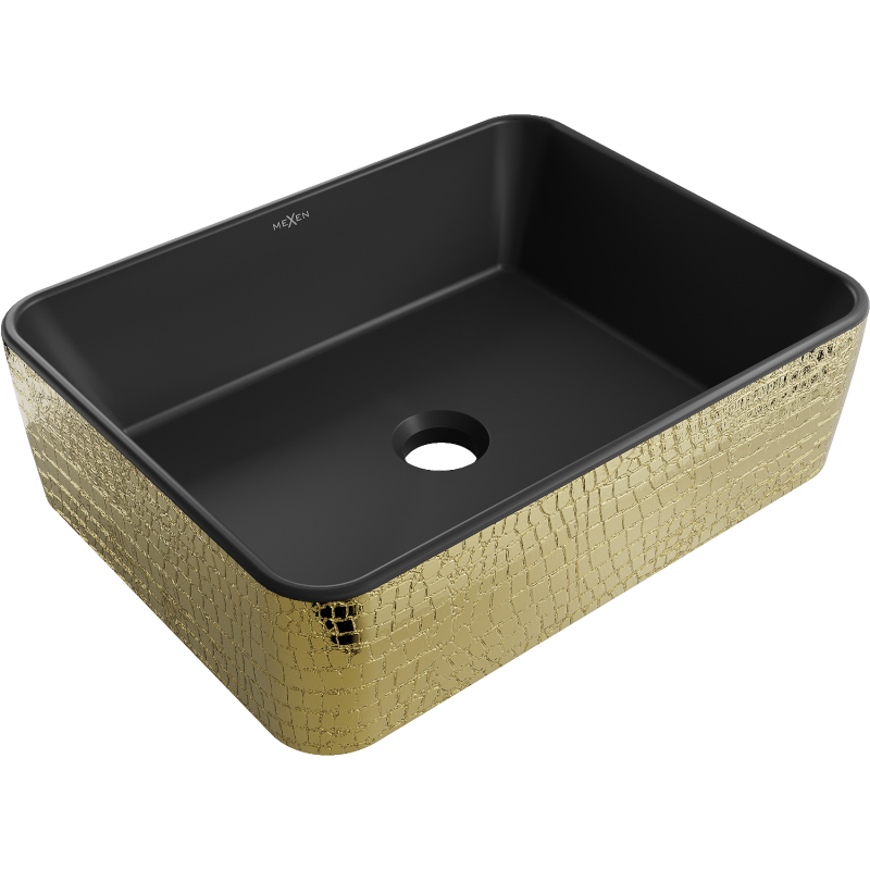 Mexen Catia countertop washbasin 48 x 37 cm, black matte/gold scale pattern - 21314878
