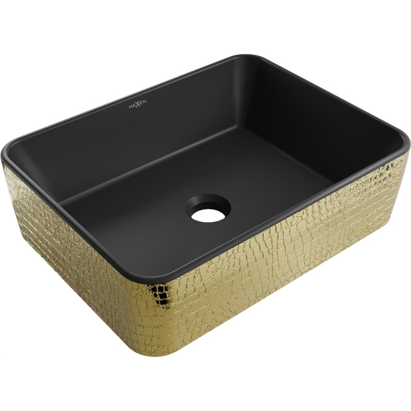 Mexen Catia countertop washbasin 48 x 37 cm, matte black/golden scale pattern - 21314878