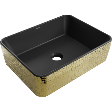 Mexen Catia countertop washbasin 48 x 37 cm, black matte/gold scale pattern - 21314878