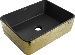 Mexen Catia countertop washbasin 48 x 37 cm, matte black/golden scale pattern - 21314878