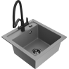 Mexen Vito 1-bowl granite sink with Duo kitchen faucet, gray - 6503-71-671701-70-B