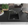Mexen Vito 1-bowl granite kitchen sink with Duo kitchen faucet, black/silver metallic - 6503-73-671701-07
