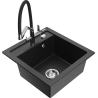 Mexen Vito granite kitchen sink 1-bowl with Duo kitchen faucet, black/silver metallic - 6503-73-671701-07