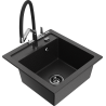Mexen Vito granite kitchen sink 1-bowl with Duo kitchen faucet, black/silver metallic - 6503-73-671701-07-B