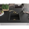 Mexen Vito 1-bowl granite sink with Duo kitchen faucet, black/silver metallic - 6503-73-671701-57-G