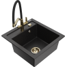 Mexen Vito 1-bowl granite sink with Duo kitchen faucet, black/silver metallic - 6503-73-671701-57-G