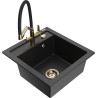 Mexen Vito granite single-bowl sink with Duo kitchen faucet, black/silver metallic - 6503-73-671701-57-G