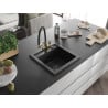 Mexen Vito 1-compartment granite sink with a kitchen mixer tap Duo, Black/ silver metallic - 6503-73-671701-57-B
