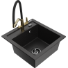 Mexen Vito granite kitchen sink 1-bowl with Duo kitchen faucet, black/silver metallic - 6503-73-671701-57-B