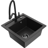 Mexen Vito 1-bowl granite kitchen sink with Duo kitchen tap, black/silver metallic - 6503-73-671701-70-B