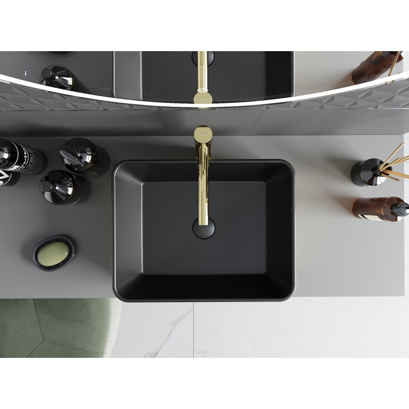 Mexen Catia countertop sink 48 x 37 cm, black matte/golden pattern lines - 21314877