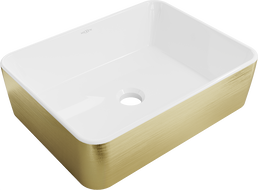 Mexen Catia countertop washbasin 48 x 37 cm, white/gold line pattern - 21314817