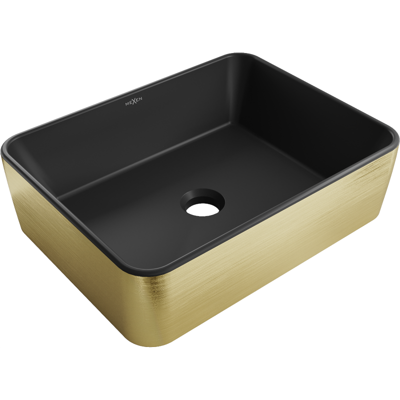 Mexen Catia countertop washbasin 48 x 37 cm, black matt/gold line pattern - 21314877