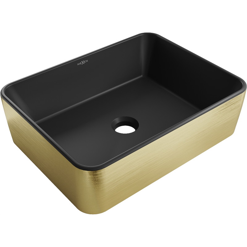 Mexen Catia countertop washbasin 48 x 37 cm, black matte/gold line pattern - 21314877