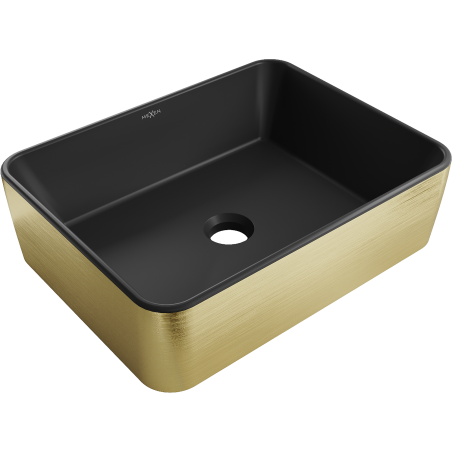 Mexen Catia countertop washbasin 48 x 37 cm, black matt/gold line pattern - 21314877